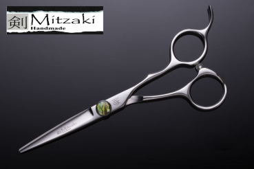 Handwerkskunst: MITZAKI-Niiyac (in 5.0, 5.5 oder 6.0 Zoll) ,federleichte ERGOFORM, PREMIUM semikonvex Hohlschliff, perfekte Scliceschere, mit hochwertigem Edelstein als Einstellschraube